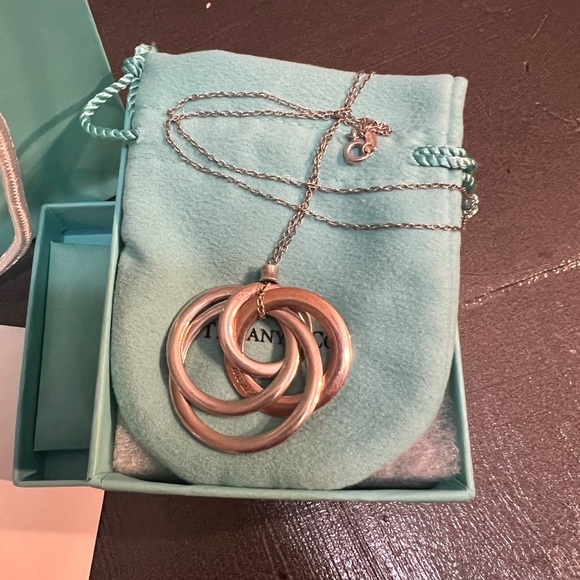 Tiffany & Co Sterling Rubedo 1937 Medium Interlocking Pendant 20” Necklace - Picture 4 of 4